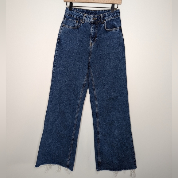 Ragged Jeans Wide Leg Denim Pants with Raw Hem | Size 26 - Picture 3 of 10